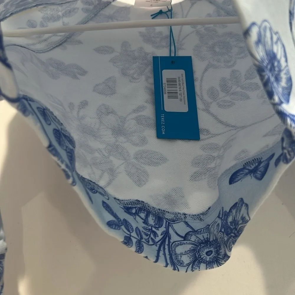 Terez Blue fina china Floral Sweatshirt size 6 new with tags girls pullover top